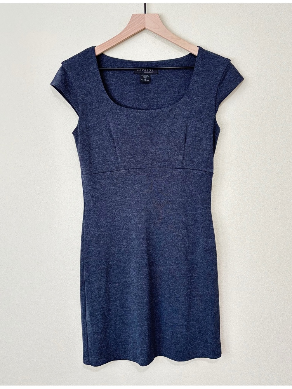 Vintage Y2K Express World Brand Size 1/2 Blue Cap Sleeve Mini Dress